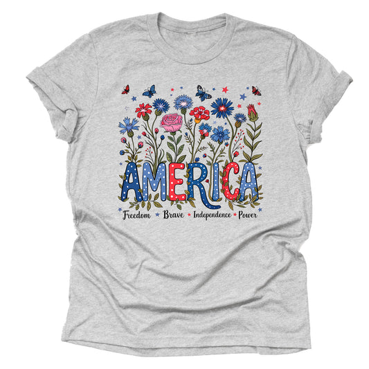 Patriotic 1776 bow American flag printed graphic tee shirt