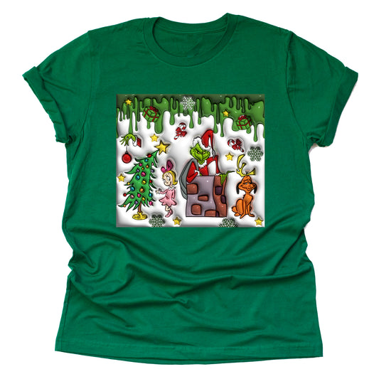 Grinch Christmas Casual Short Sleeve Shirt for Fun Holidays