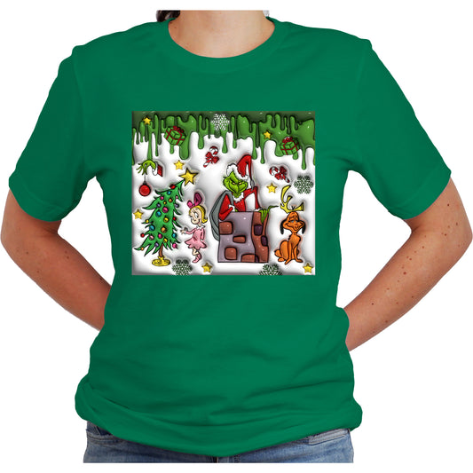 Grinch Christmas Casual Short Sleeve Shirt for Fun Holidays