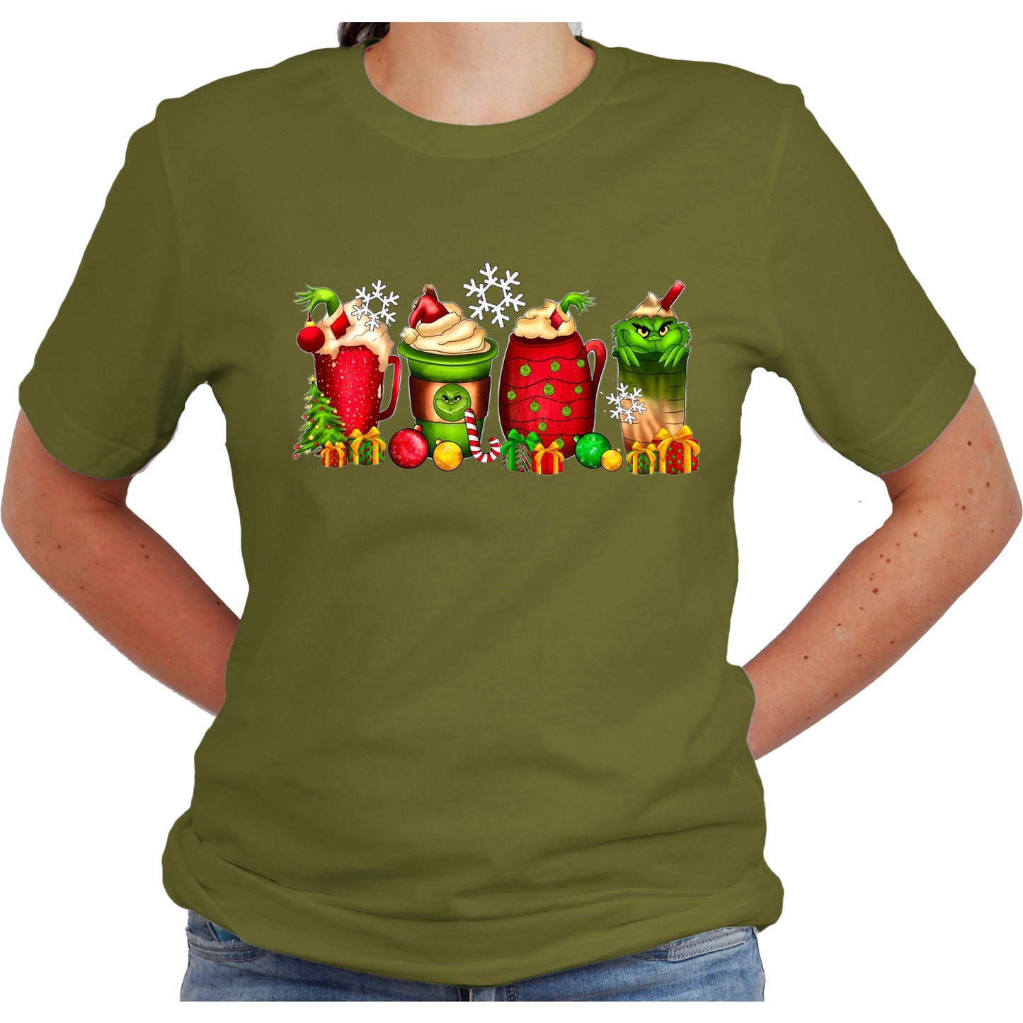 Grinch Latte Christmas Shirt - Casual Short Sleeve Tee