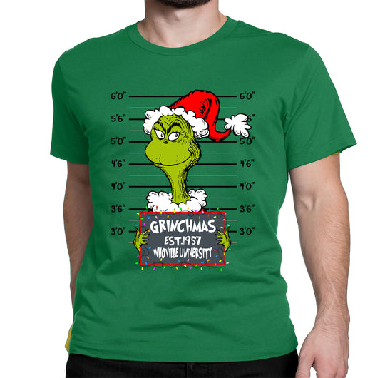 Grinchmas Mugshot Christmas Graphic Shirt - Short Sleeve