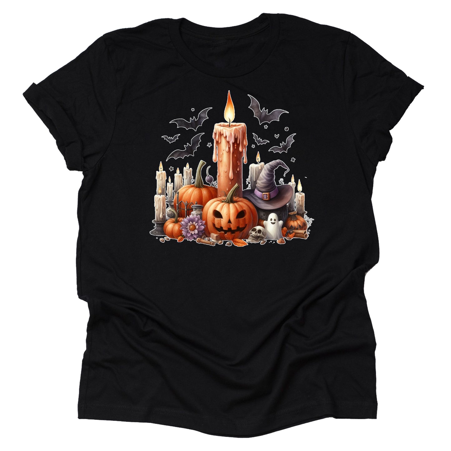 Halloween candle spooky fall pumpkin witchy aesthetic printed graphic shirt tee