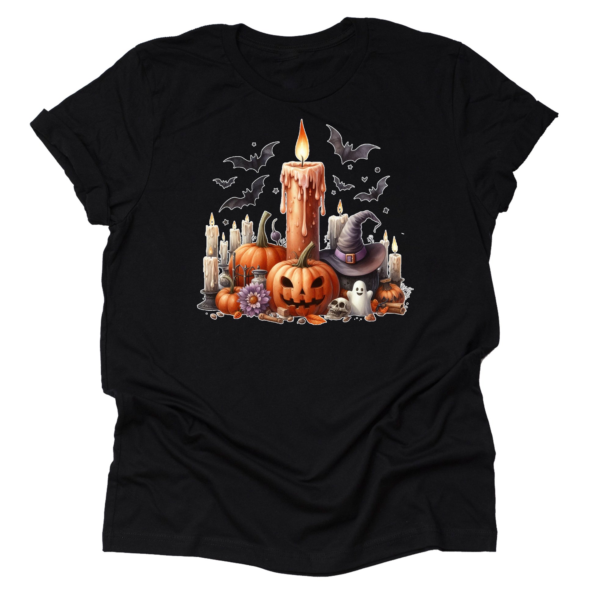 Halloween candle spooky fall pumpkin witchy aesthetic printed graphic shirt tee