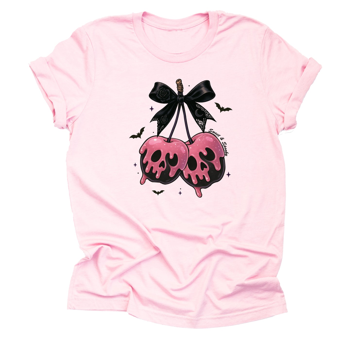 Halloween skull cherries creepy cute printed graphic shirt tee with spooky gothic design