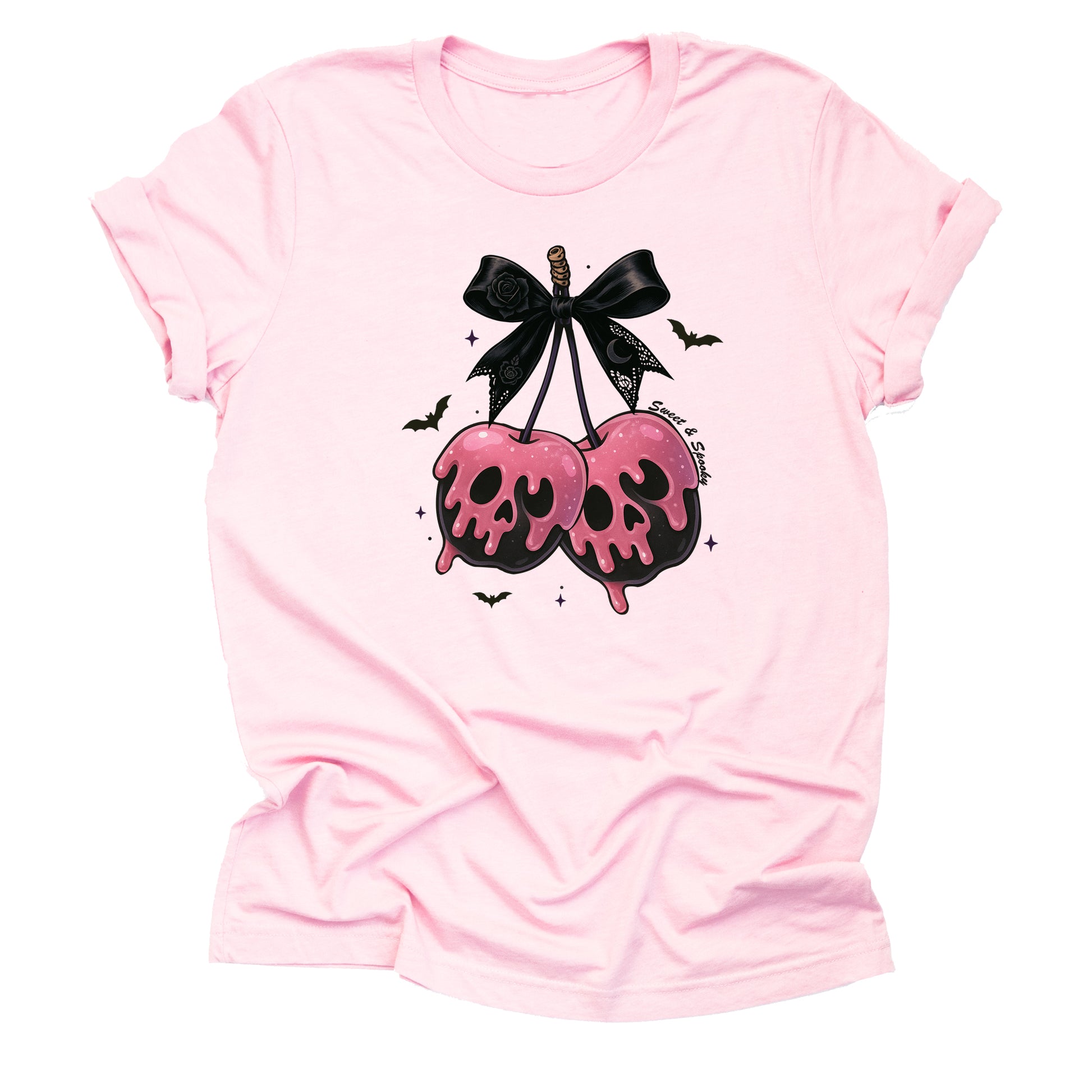 Halloween skull cherries creepy cute printed graphic shirt tee with spooky gothic design
