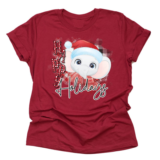 Happy Holidays Elephant Christmas Shirt - Festive Tee