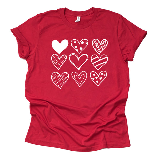 Valentine Hearts Graphic Design Casual Short Sleeve Shirt