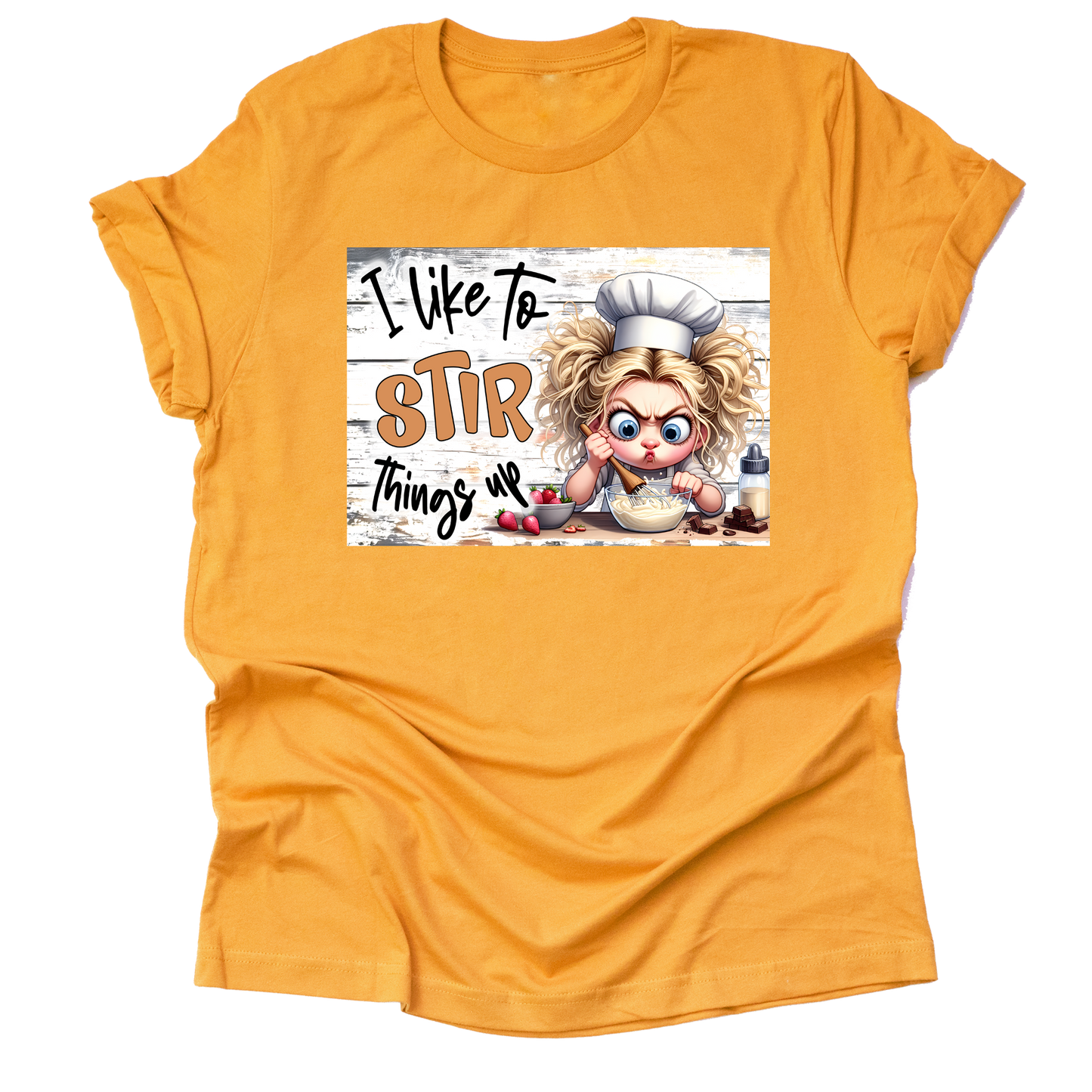 I Like To Stir Things Up funny kitchen cooking printed graphic tee shirt