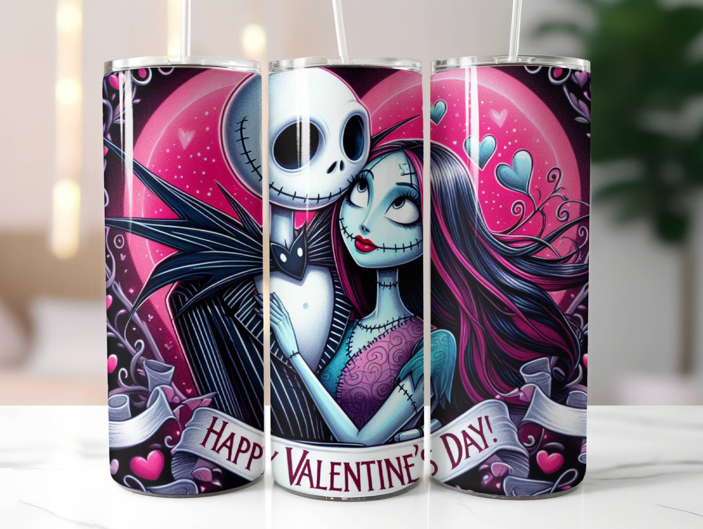 Disney Jack Skellington Valentine Insulated Tumbler with Straw