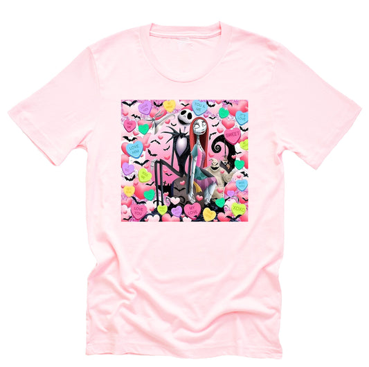 Jack Skellington Valentine Candy Graphic Tee for Couples