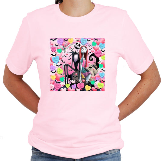 Jack Skellington Valentine Candy Graphic Tee for Couples