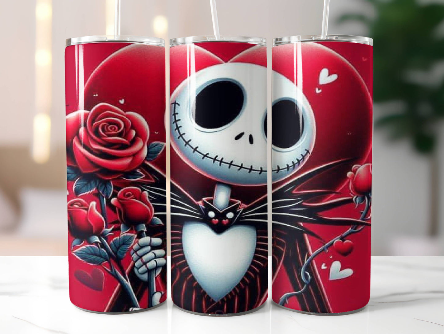 Jack Skellington Valentine Heart Insulated Tumbler | Gifts