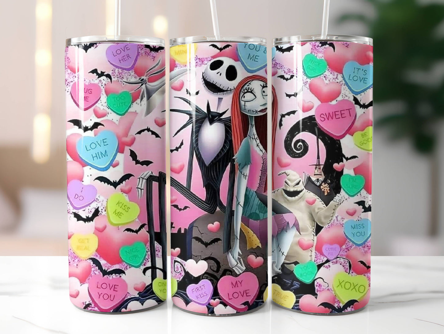 Disney Jack Skellington Valentine Tumbler with Lid & Straw