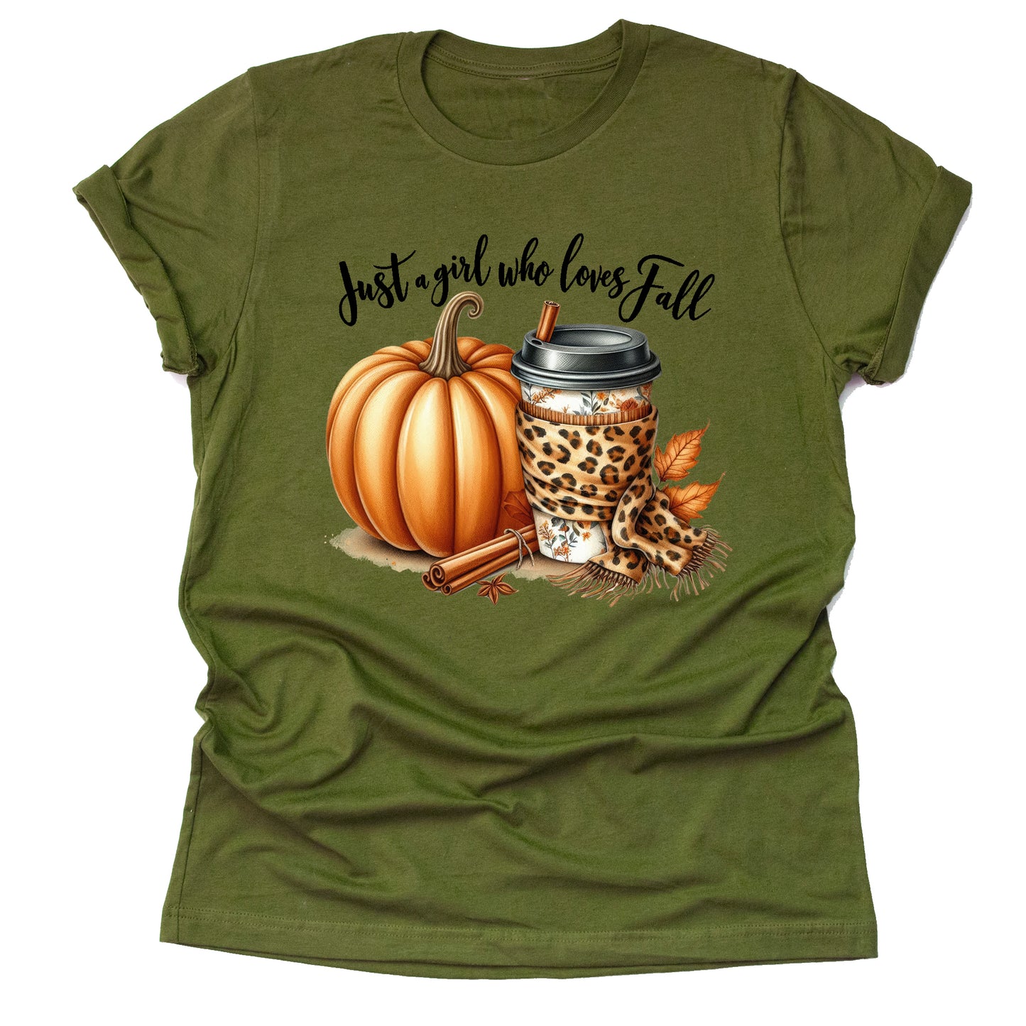 Fall Lover's Tee with Pumpkin & Leopard Print Details