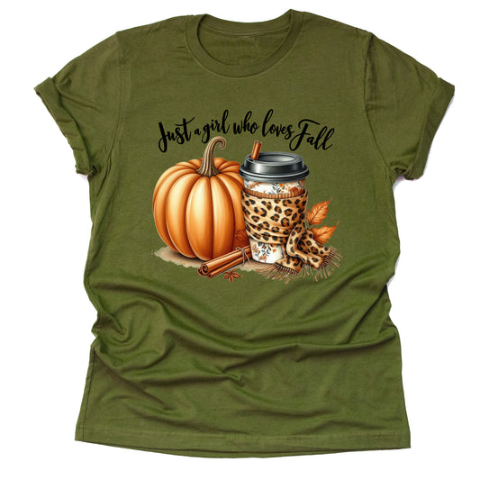 Fall Lover's Tee with Pumpkin & Leopard Print Details