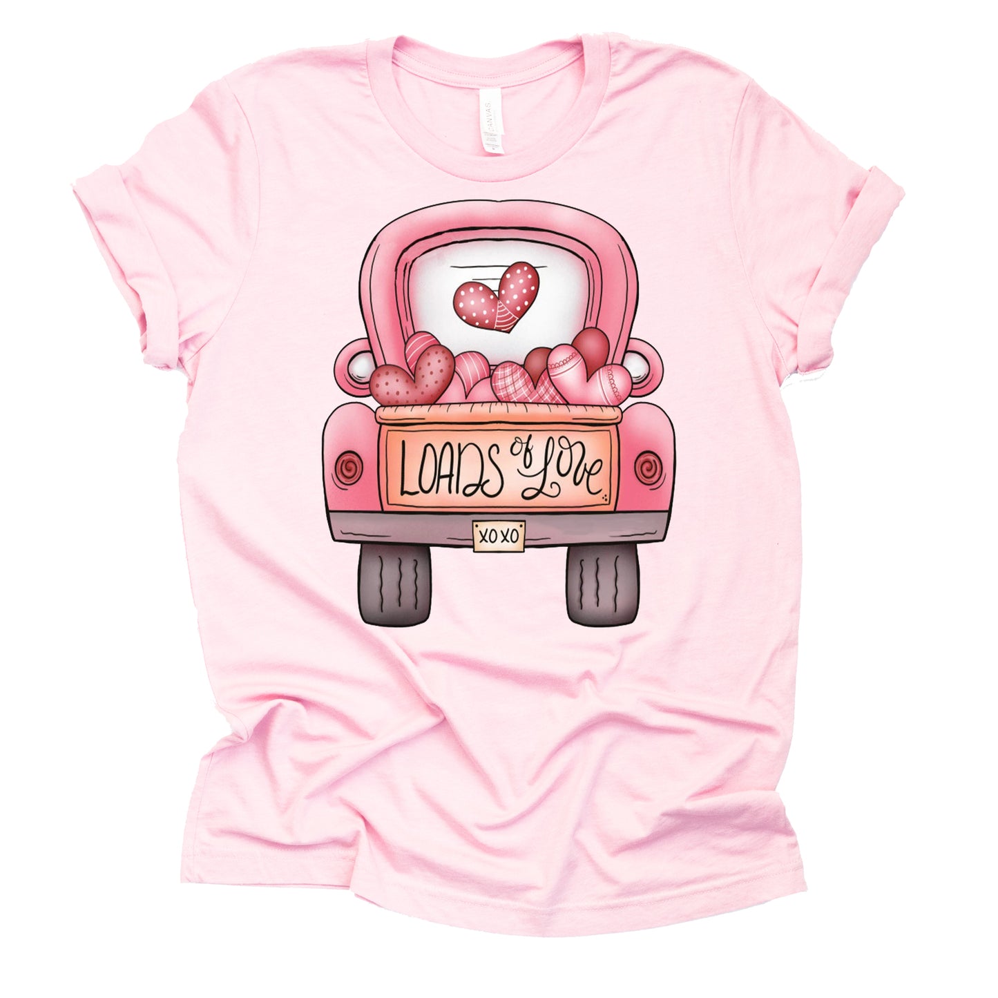 Loads of Love Hearts Truck Graphic Casual Short Sleeve Shirt
