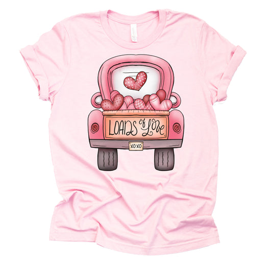 Loads of Love Hearts Truck Graphic Casual Short Sleeve Shirt