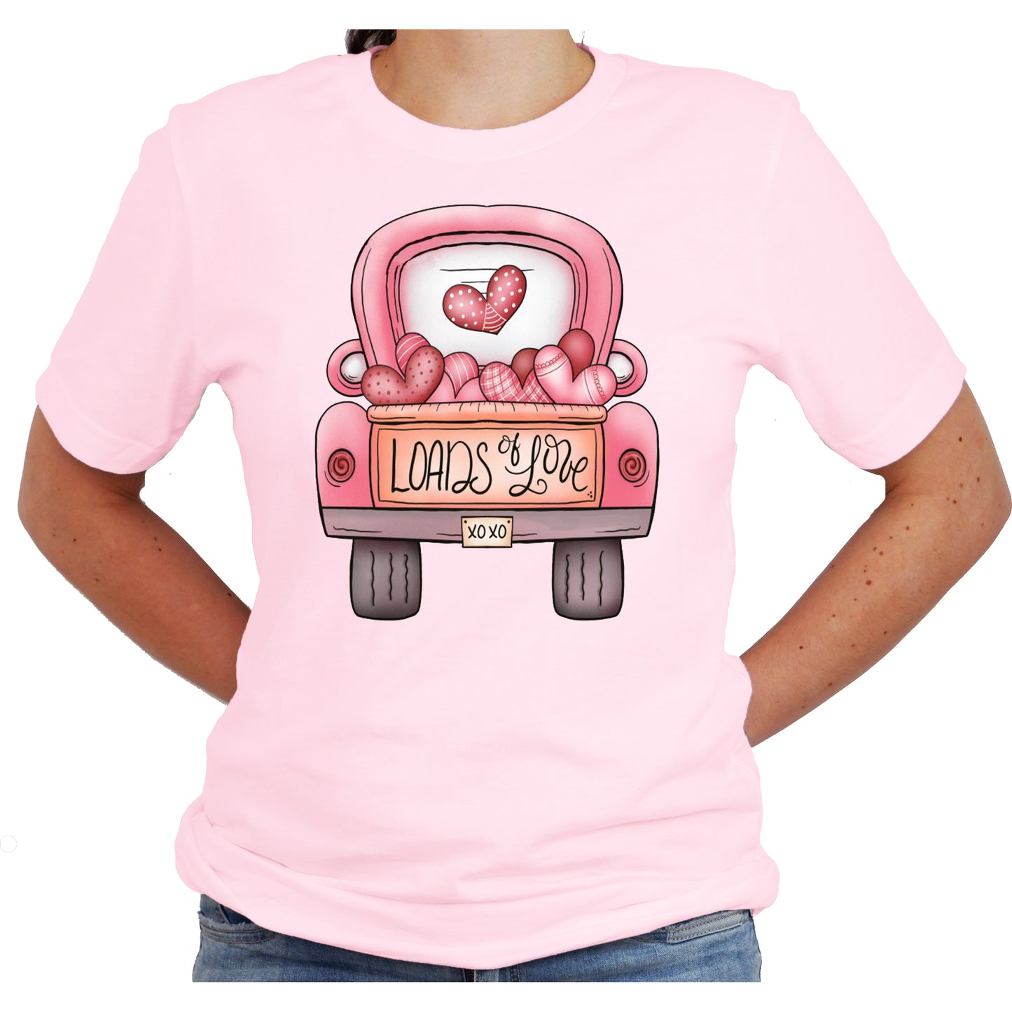 Loads of Love Hearts Truck Graphic Casual Short Sleeve Shirt