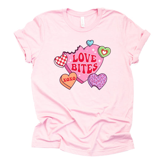 Love Bites Valentine Candy Graphic Casual Shirt