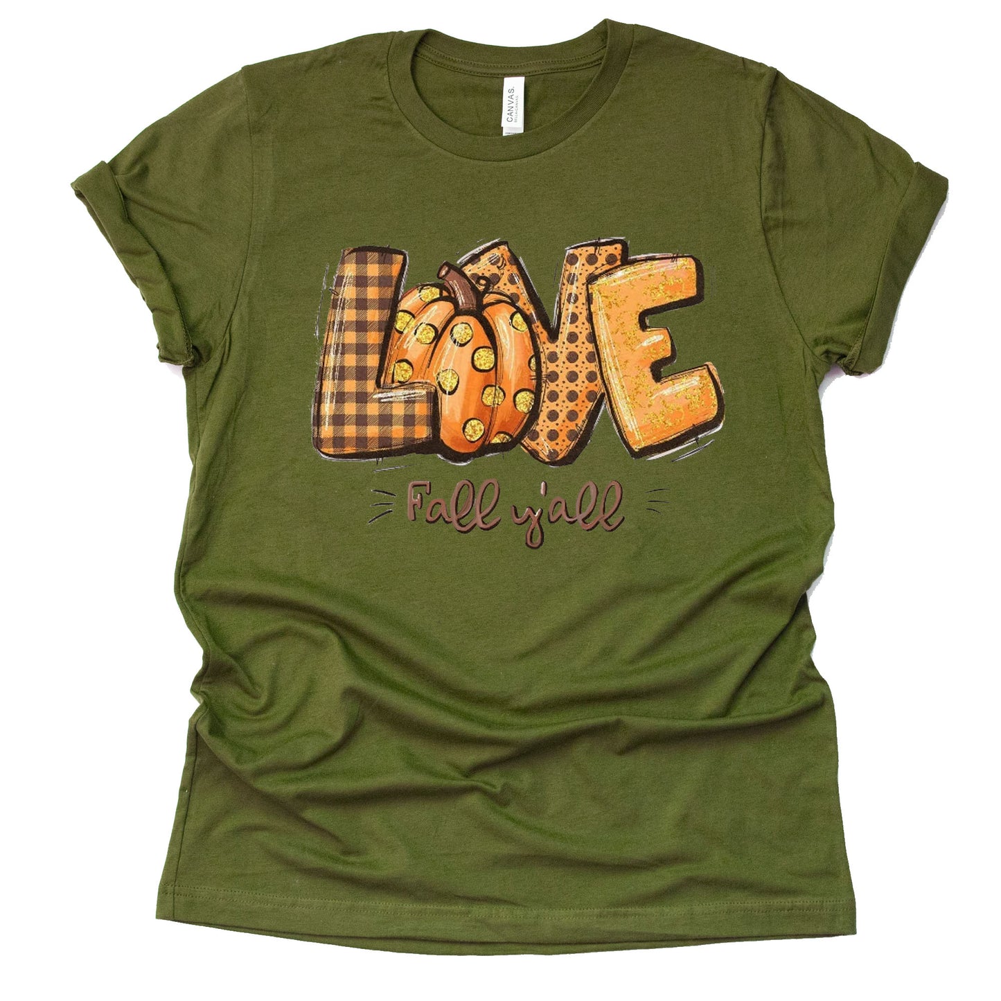 Fall Y'all Love T-Shirt | Casual Short Sleeve Tee for Autumn
