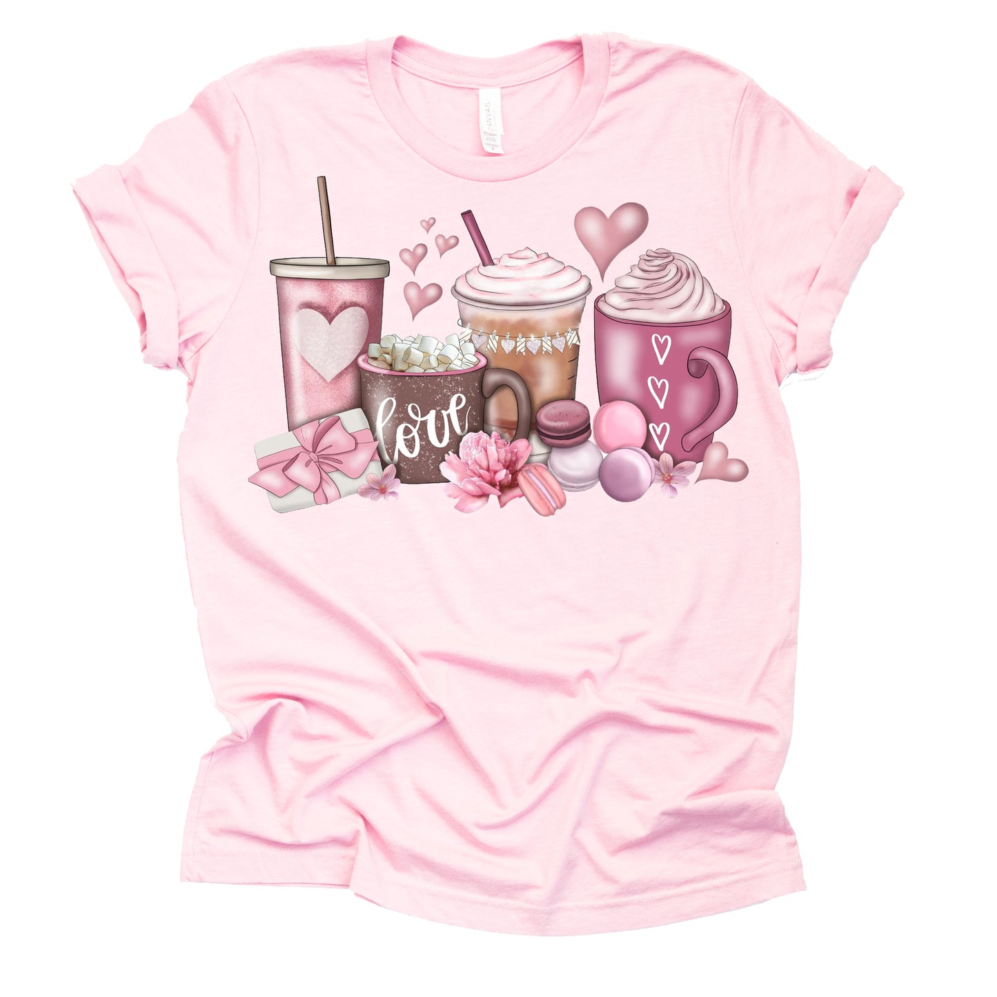 Valentine Love Latte Hearts Short Sleeve Shirt