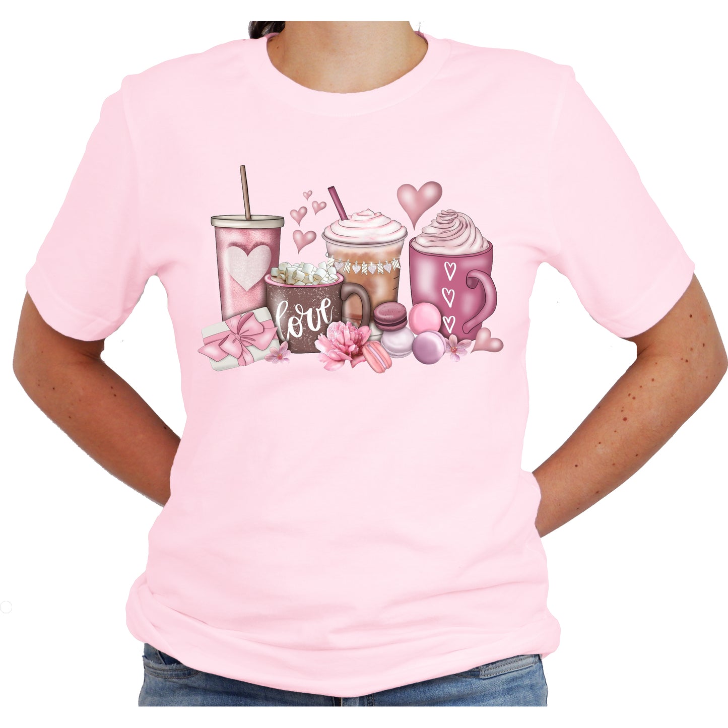 Valentine Love Latte Hearts Short Sleeve Shirt