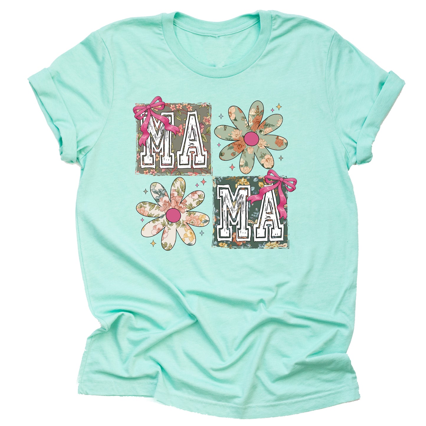 Floral Mama Shirt - Casual Short Sleeve Flower Design