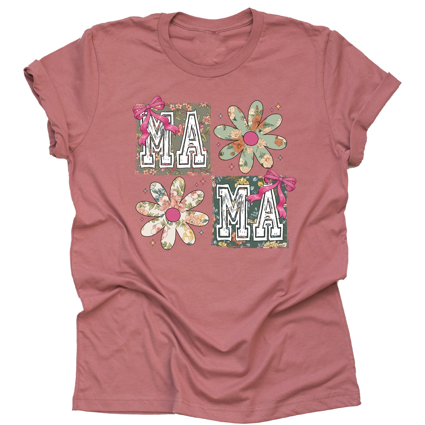 Floral Mama Shirt - Casual Short Sleeve Flower Design