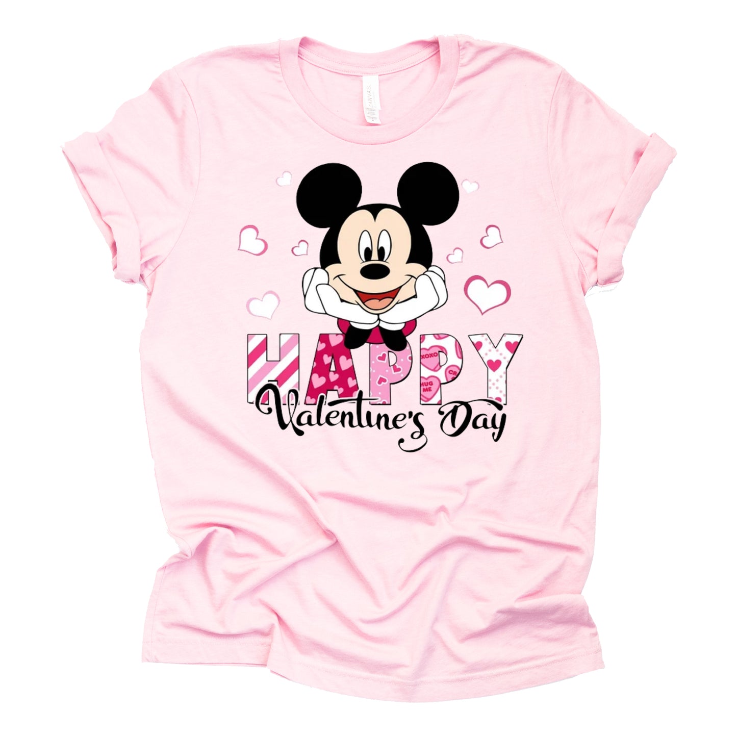 Mickey Valentine's Day Graphic Casual Short Sleeve Shirt