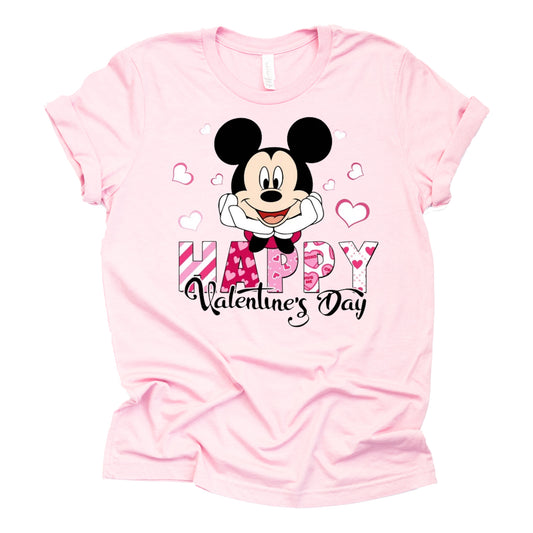 Mickey Valentine's Day Graphic Casual Short Sleeve Shirt