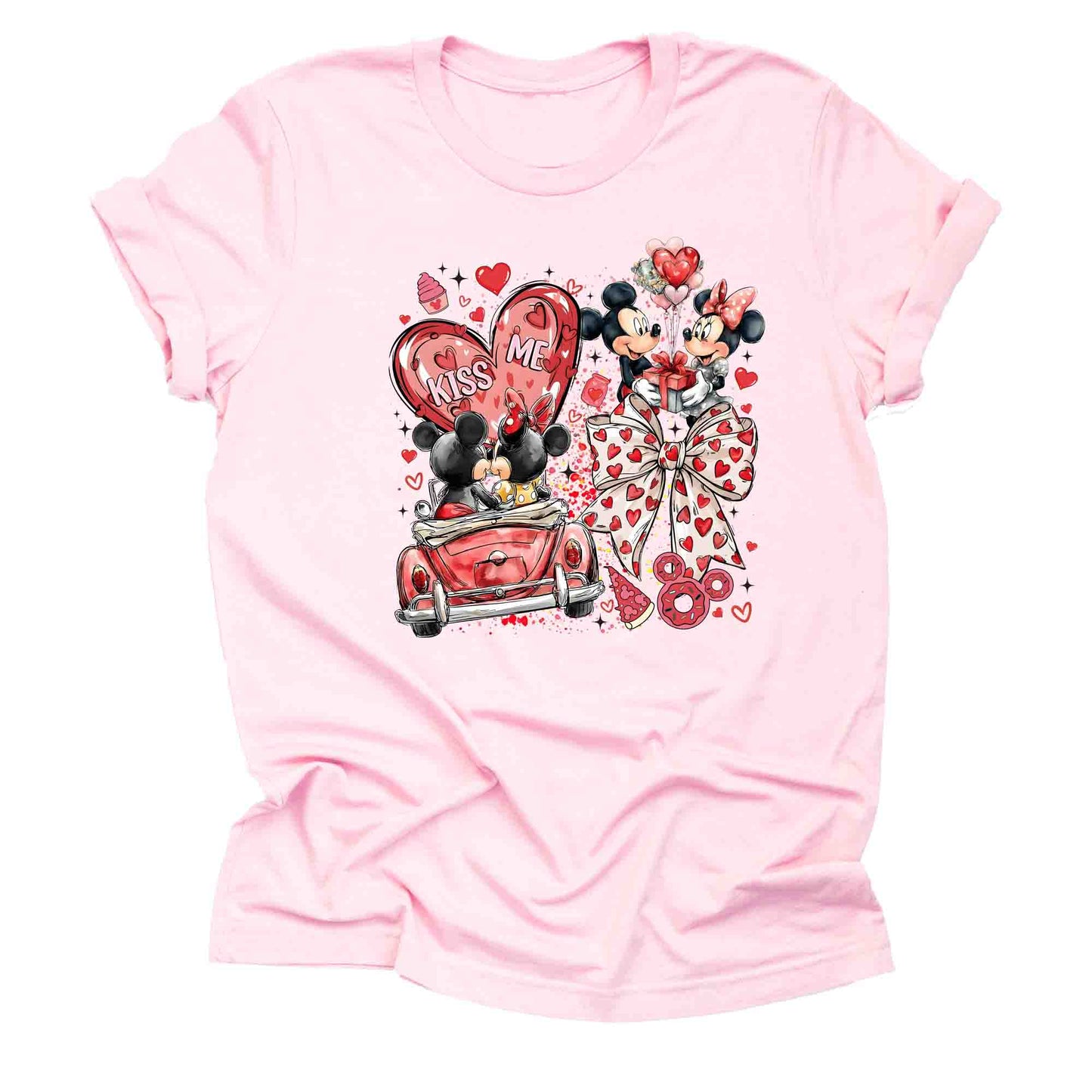 Mickey Valentine hand drawn graphic tee with sketch inspired theme park design