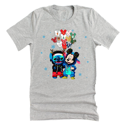 Mickey Stitch Christmas Balloons Graphic T-Shirt