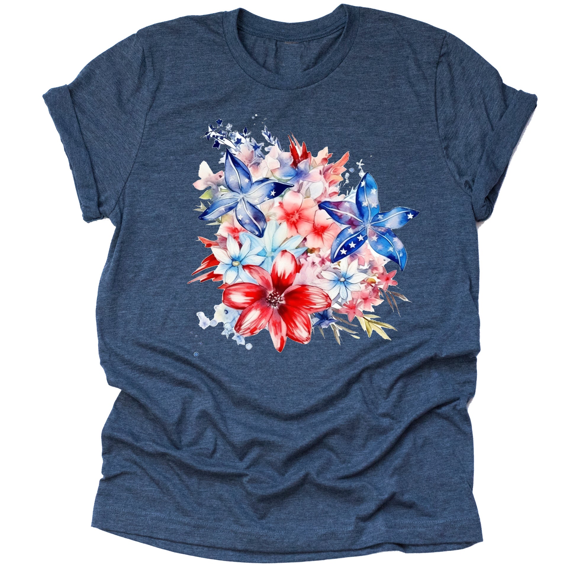 Patriotic big bow American flag printed graphic tee shirt
