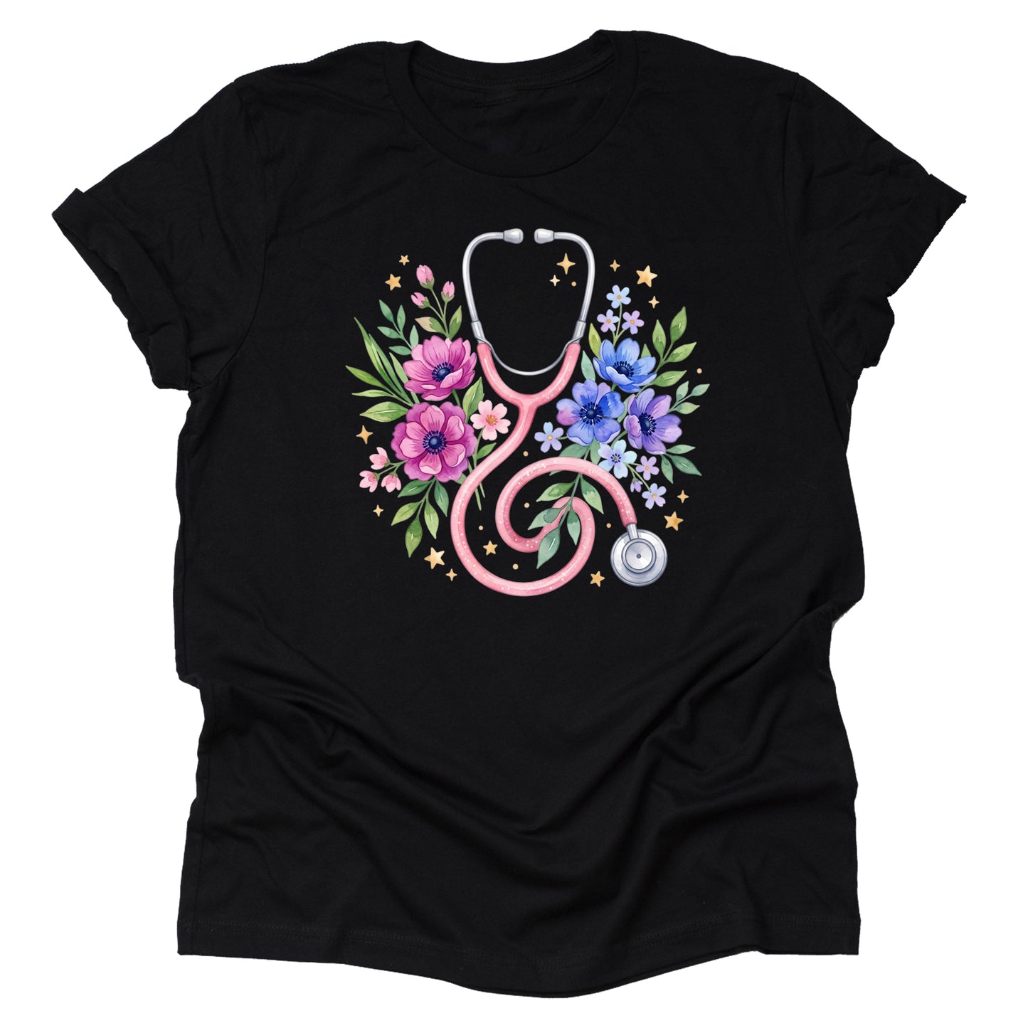 Floral nurse shirt with stethoscope flower design, cute nurse gift t-shirt for healthcare workers and RN