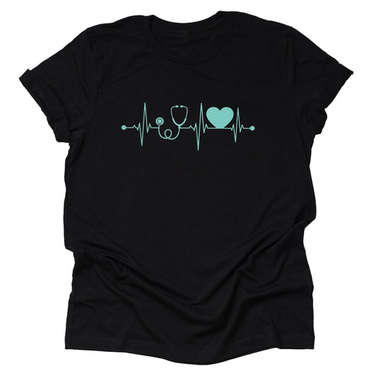 Nurse heartbeat shirt with EKG line design for RN nurses and healthcare workers