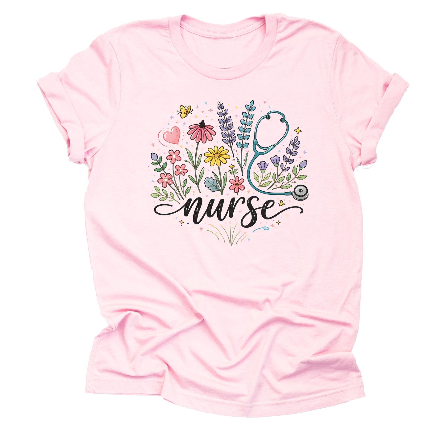Cute Pink Floral Nurse Shirt – Perfect RN Gift Tee