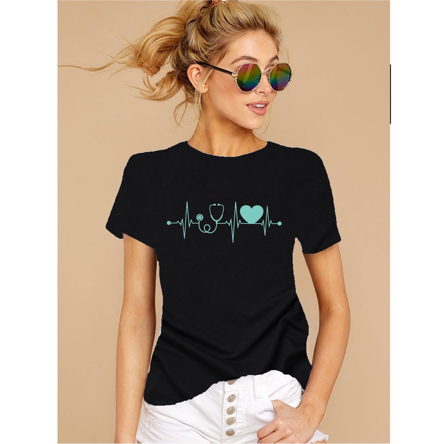 Nurse Heartbeat Shirt – EKG Line Design Tee for Women