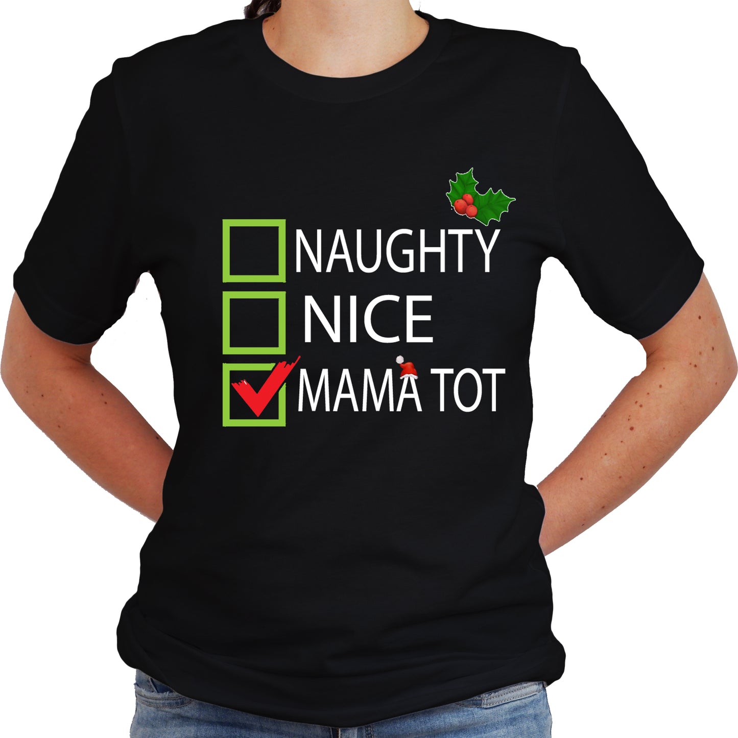 Naughty Nice Mama Tot Graphic Shirt for Trendy Moms