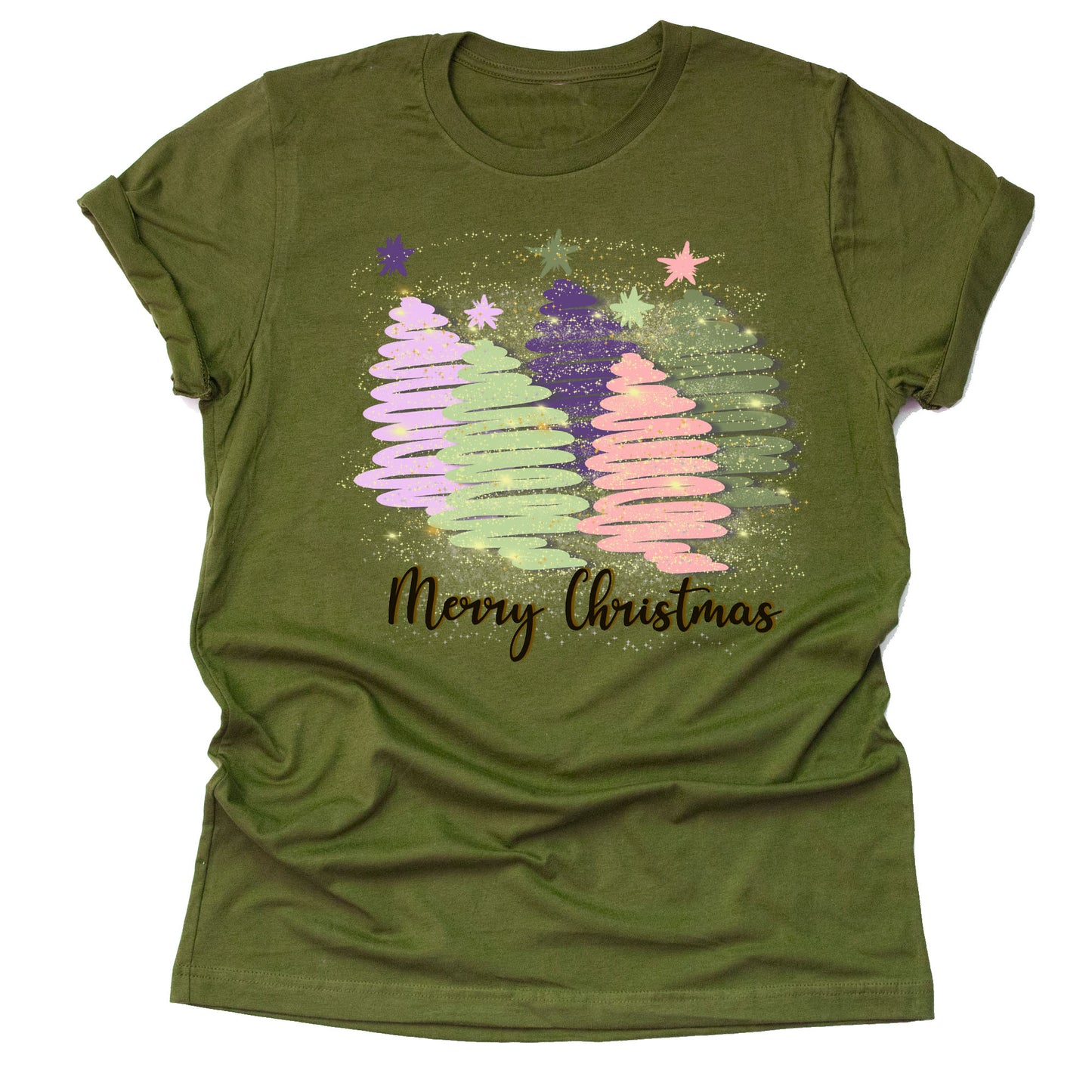 Christmas Pastel Swirl Trees Graphic Shirt