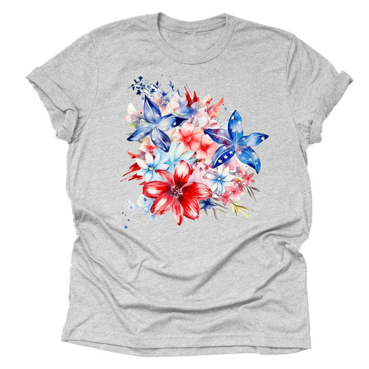 Patriotic big bow American flag printed graphic tee shirt