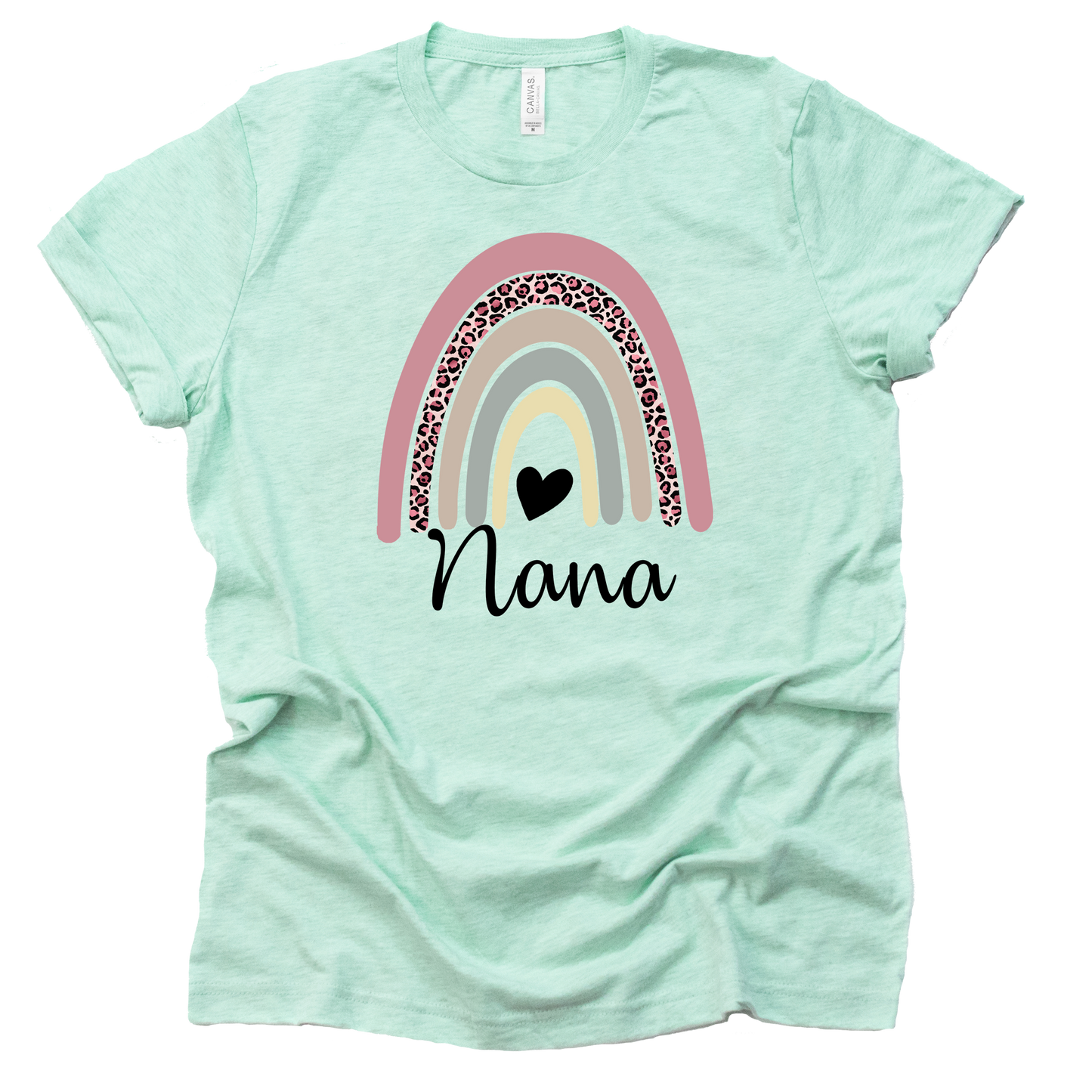 Rainbow Nana Leopard Printed T-Shirt for Grandparents