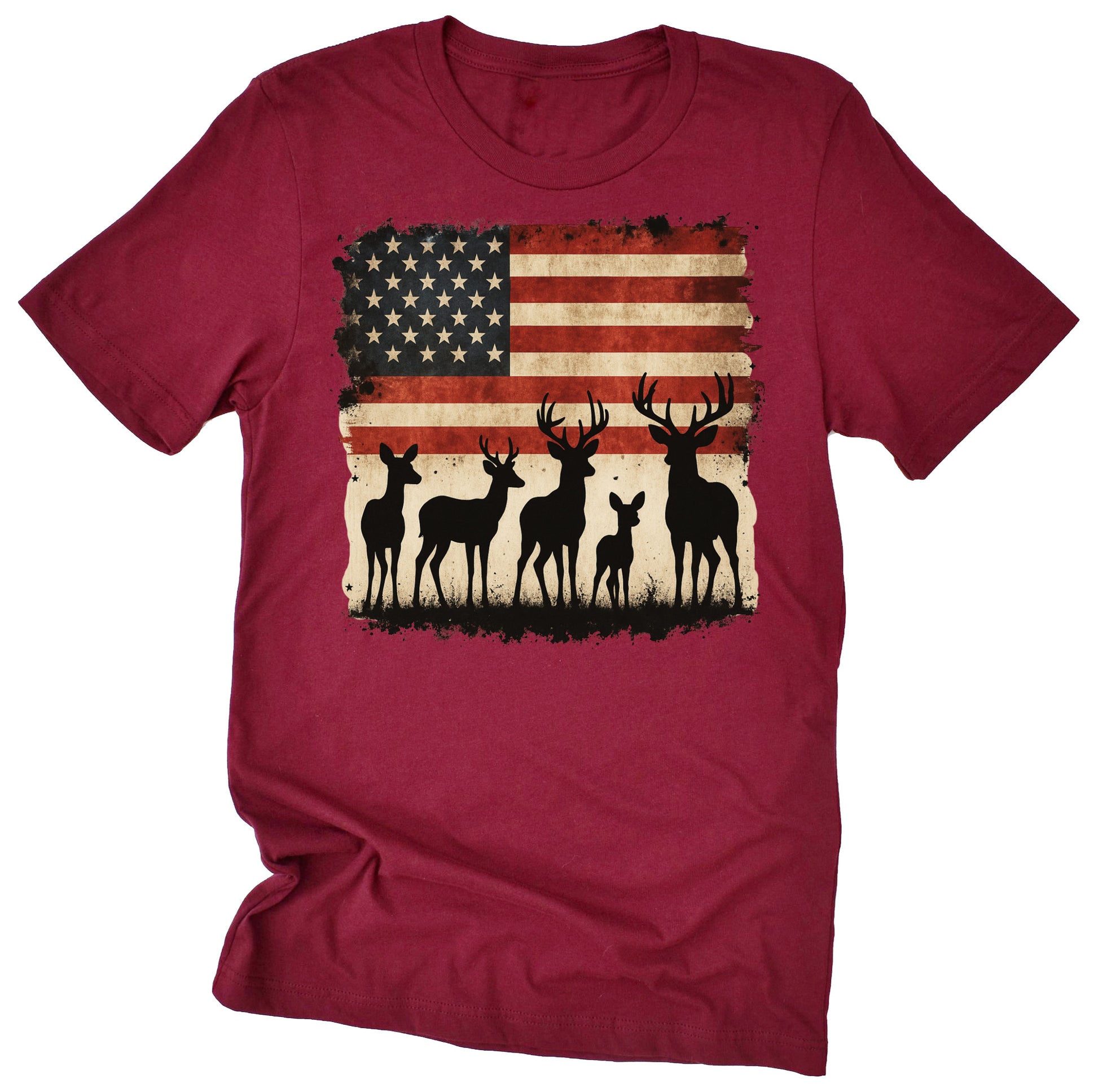 Patriotic deer American flag printed graphic tee shirt