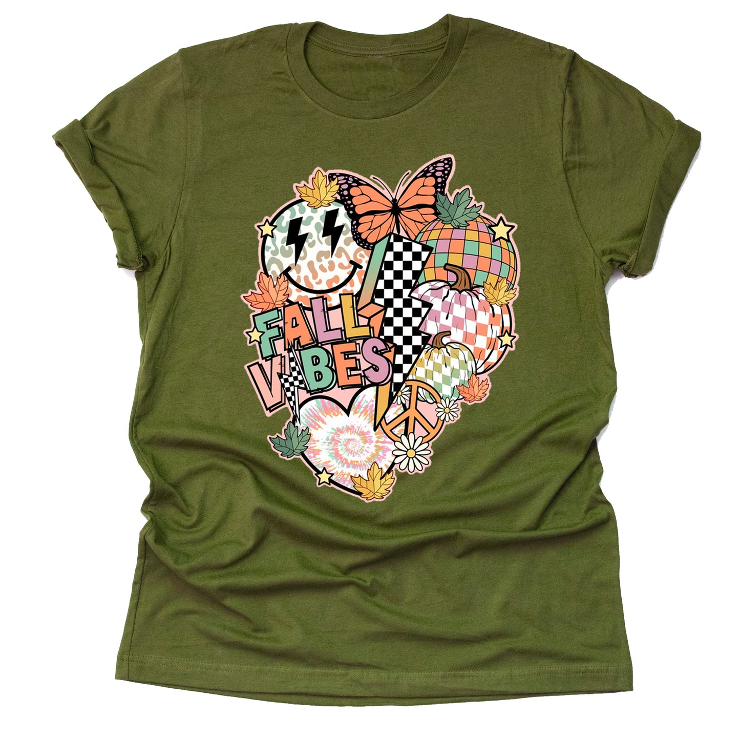 Retro Fall Smile Face Pumpkin Shirt - Casual Autumn Tee