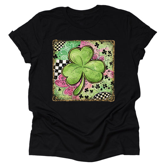Shamrock clover shirt with vintage green clover St Patrick Day graphic design
