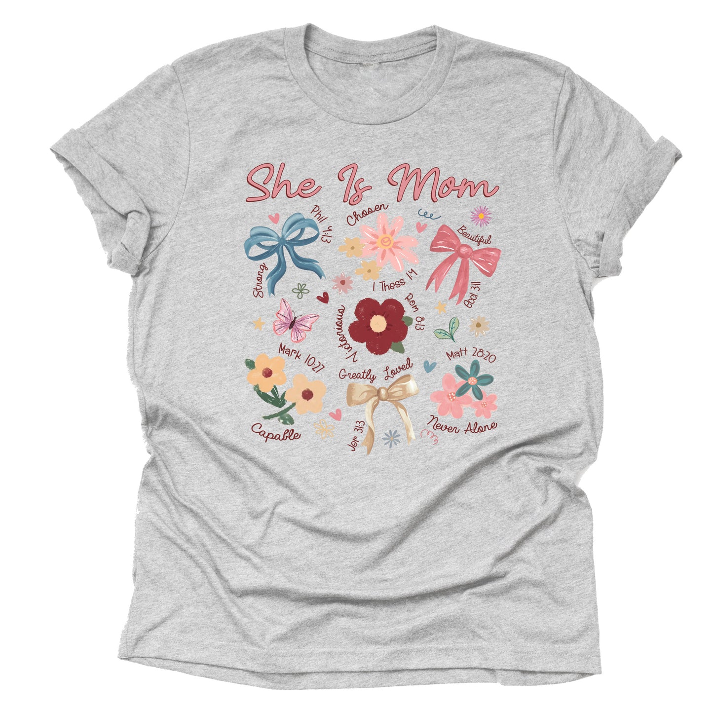 Floral She is Mom Casual Short Sleeve Shirt for Mother's Day