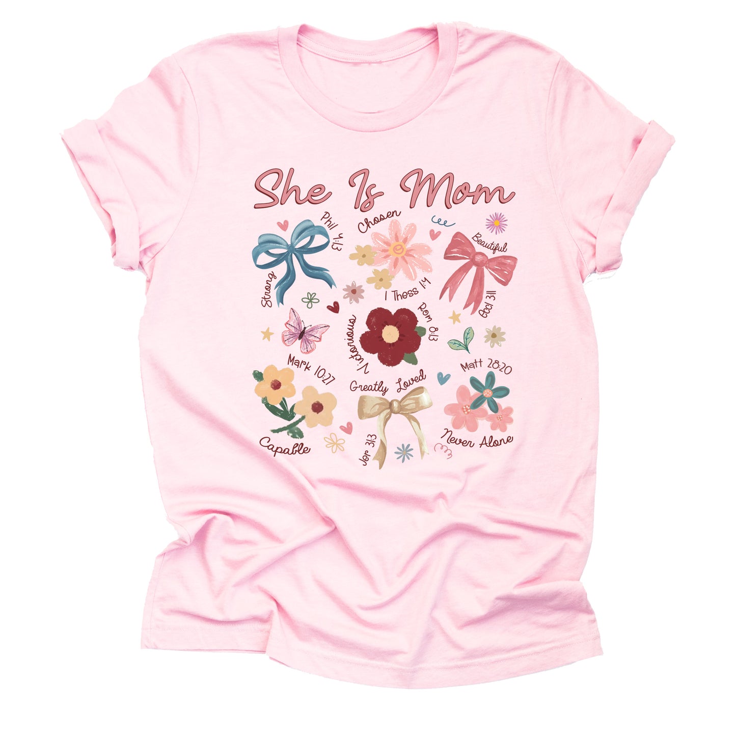 Floral She is Mom Casual Short Sleeve Shirt for Mother's Day
