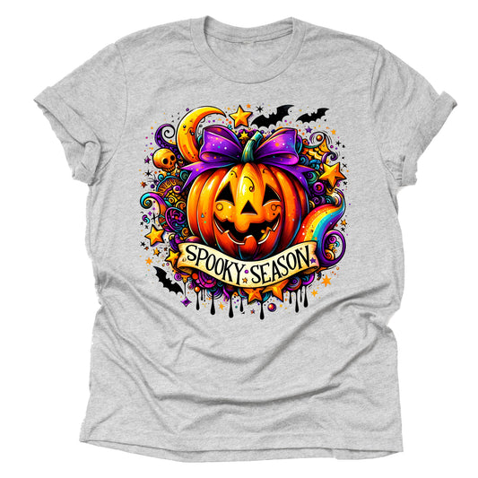 Spooky Season Pumpkin Graphic T-Shirt - Cute Casual Tee