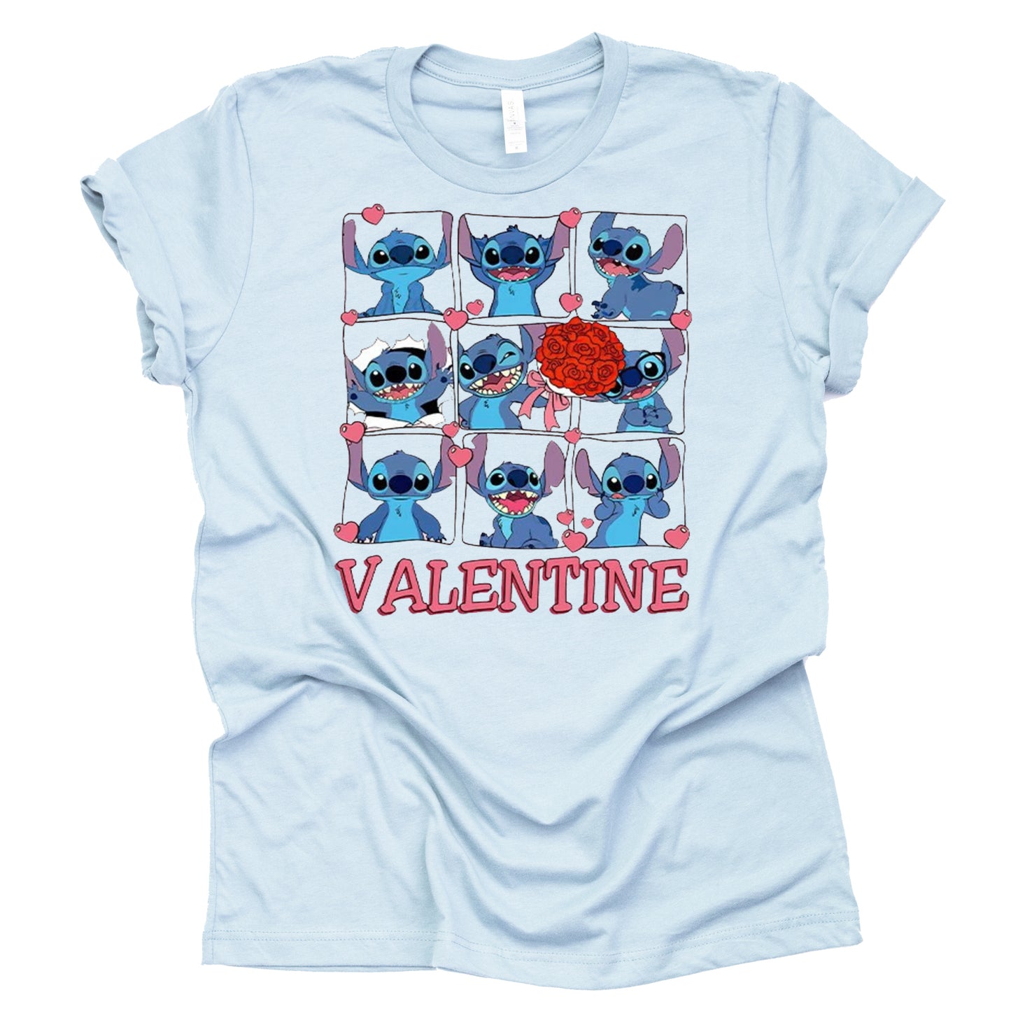 Valentine Stitch Graphic Shirt - Casual Short Sleeve Top