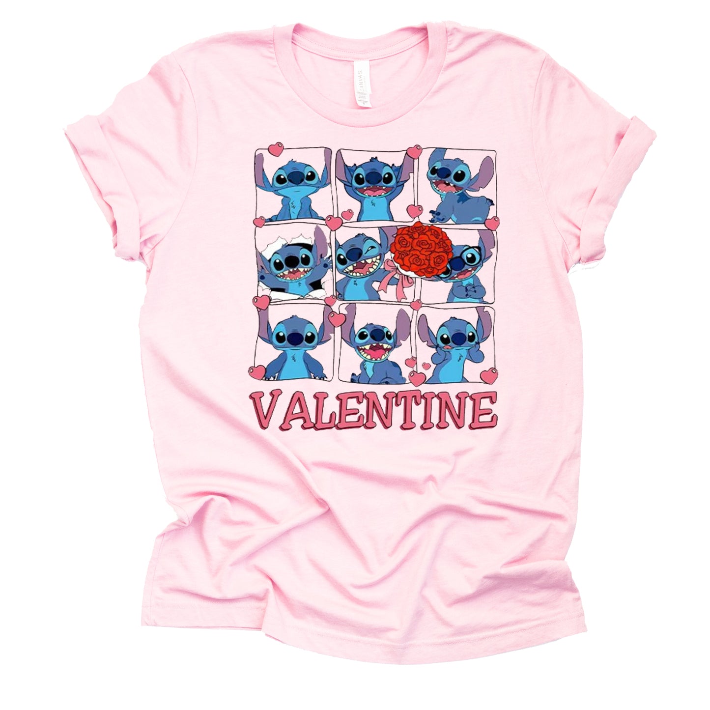 Valentine Stitch Graphic Shirt - Casual Short Sleeve Top