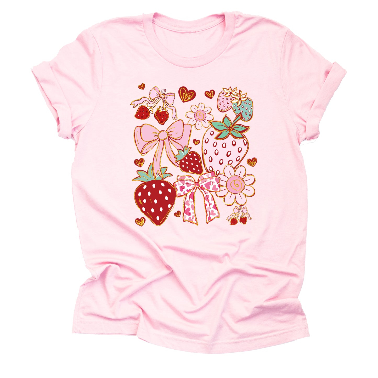 Strawberry Bows Floral Short Sleeve T-Shirt